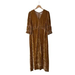 Reformation Gold Velvet Maxi Dress